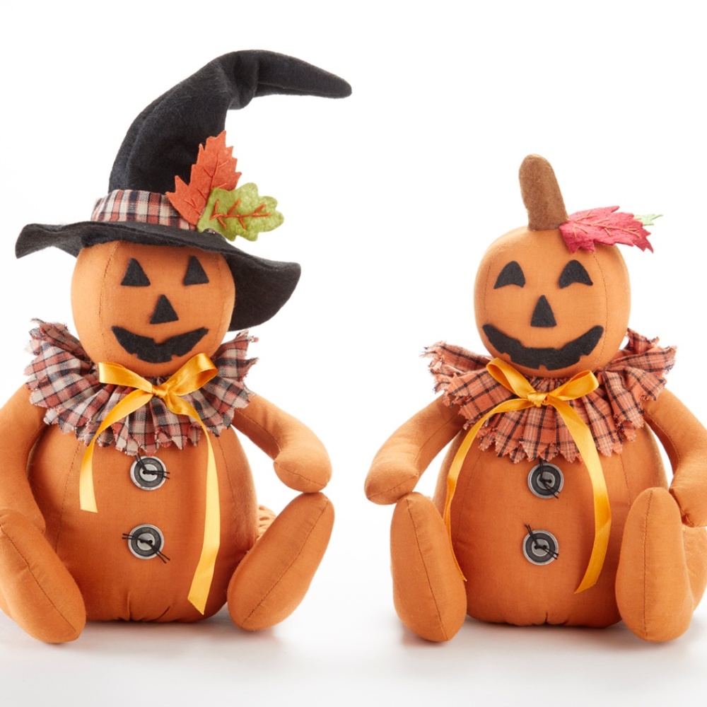 Set 2 Pumpkin Doll Halloween & Fall Decoration NEW